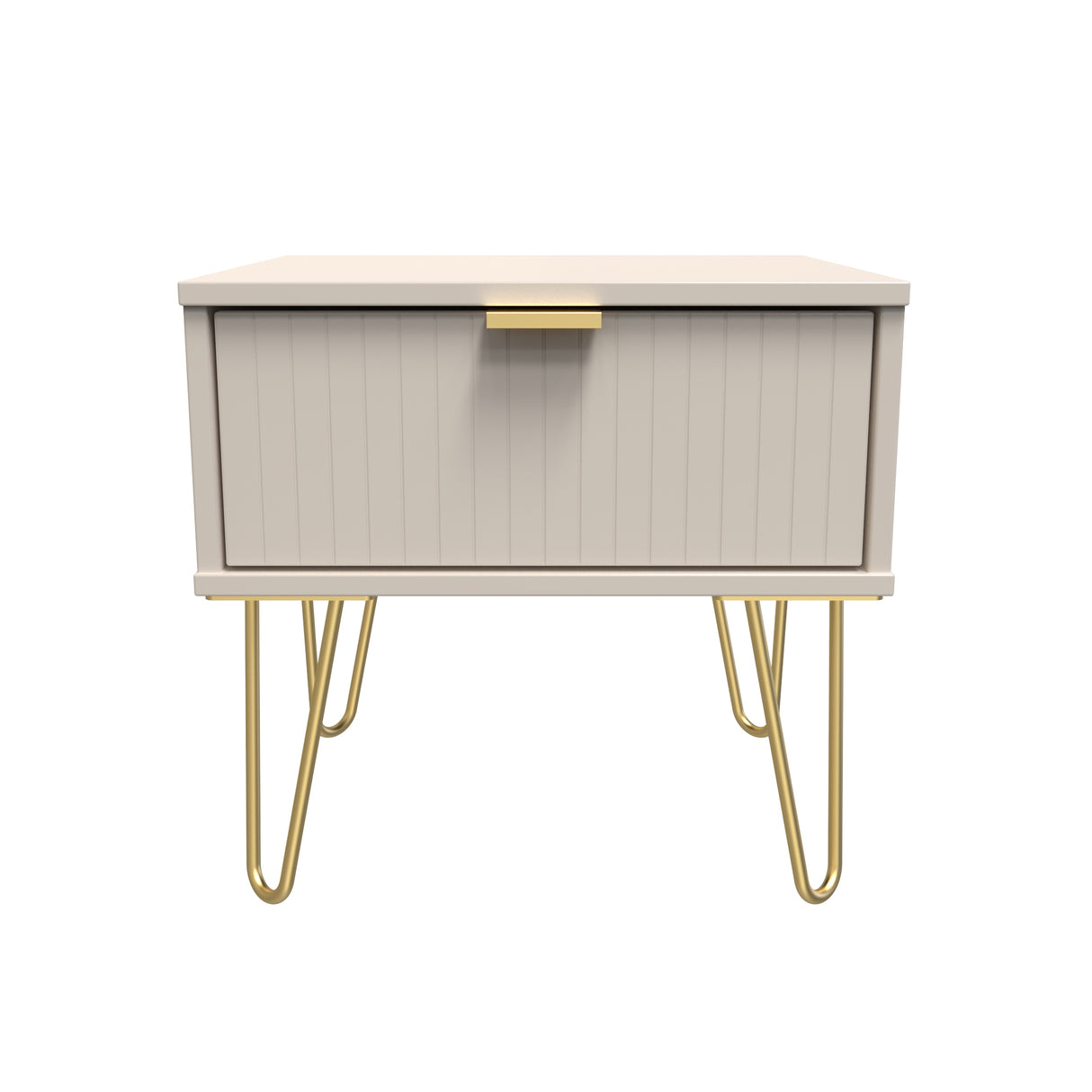 Linear 1 Drawer Bedside Cabinet with Gold Hairpin Legs