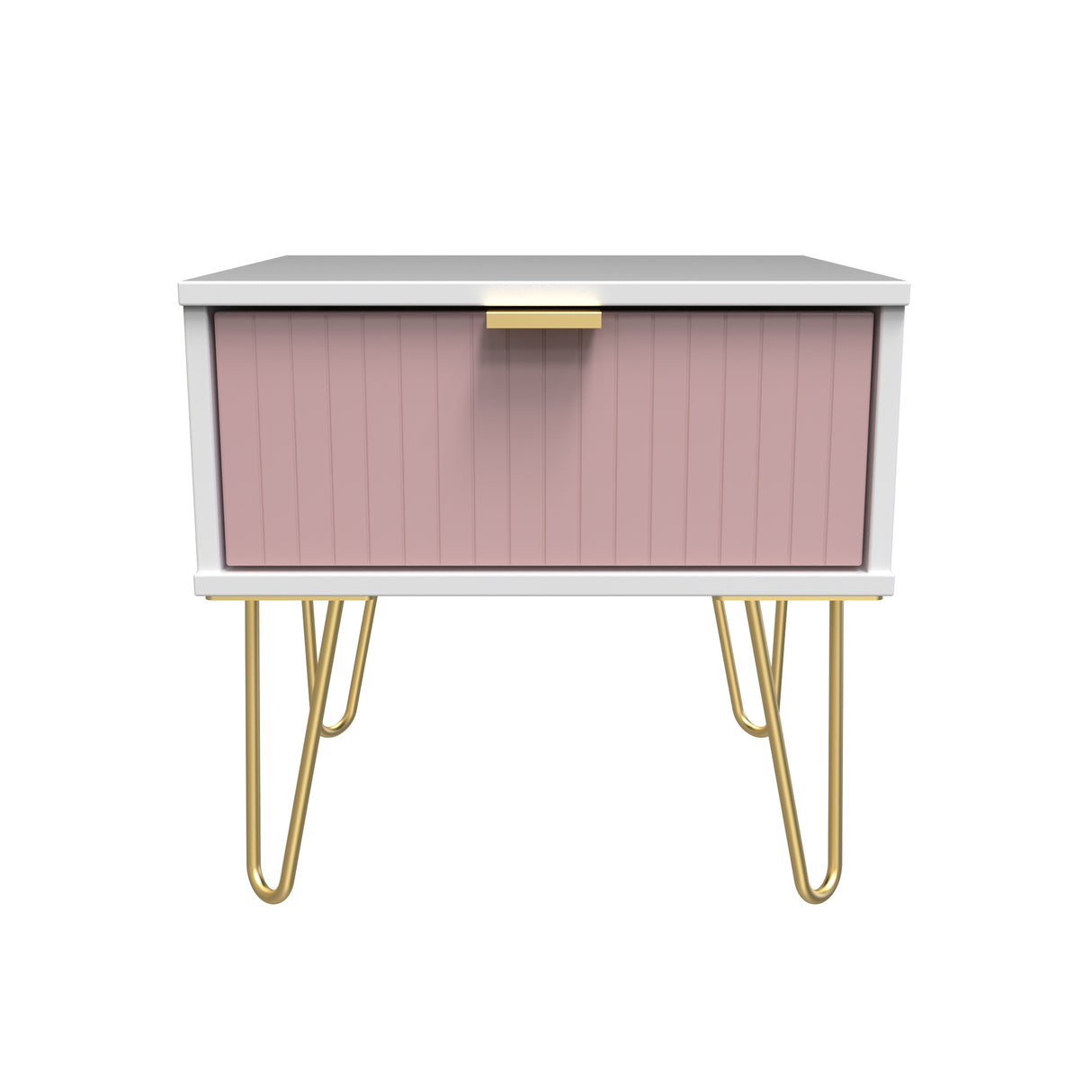 Linear 1 Drawer Bedside Cabinet with Gold Hairpin Legs