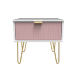 Linear 1 Drawer Bedside Cabinet with Gold Hairpin Legs