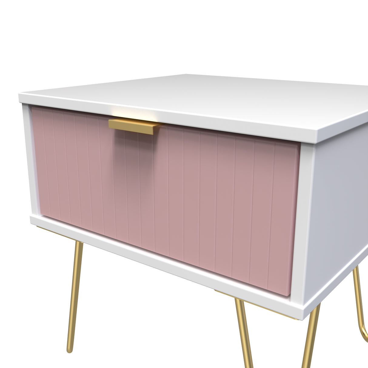 Linear 1 Drawer Bedside Cabinet with Gold Hairpin Legs