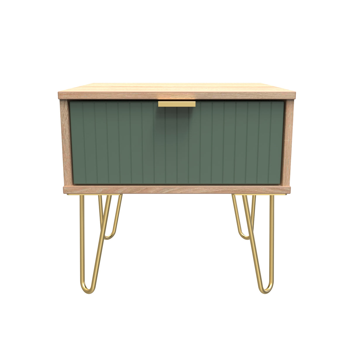 Linear 1 Drawer Bedside Cabinet with Gold Hairpin Legs