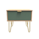 Linear 1 Drawer Bedside Cabinet with Gold Hairpin Legs