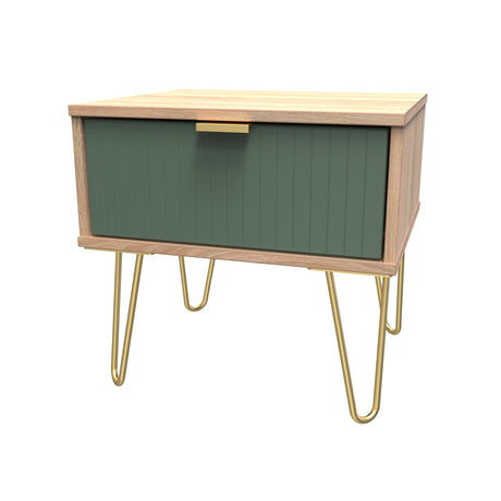 Linear 1 Drawer Bedside Cabinet with Gold Hairpin Legs