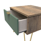 Linear 1 Drawer Bedside Cabinet with Gold Hairpin Legs