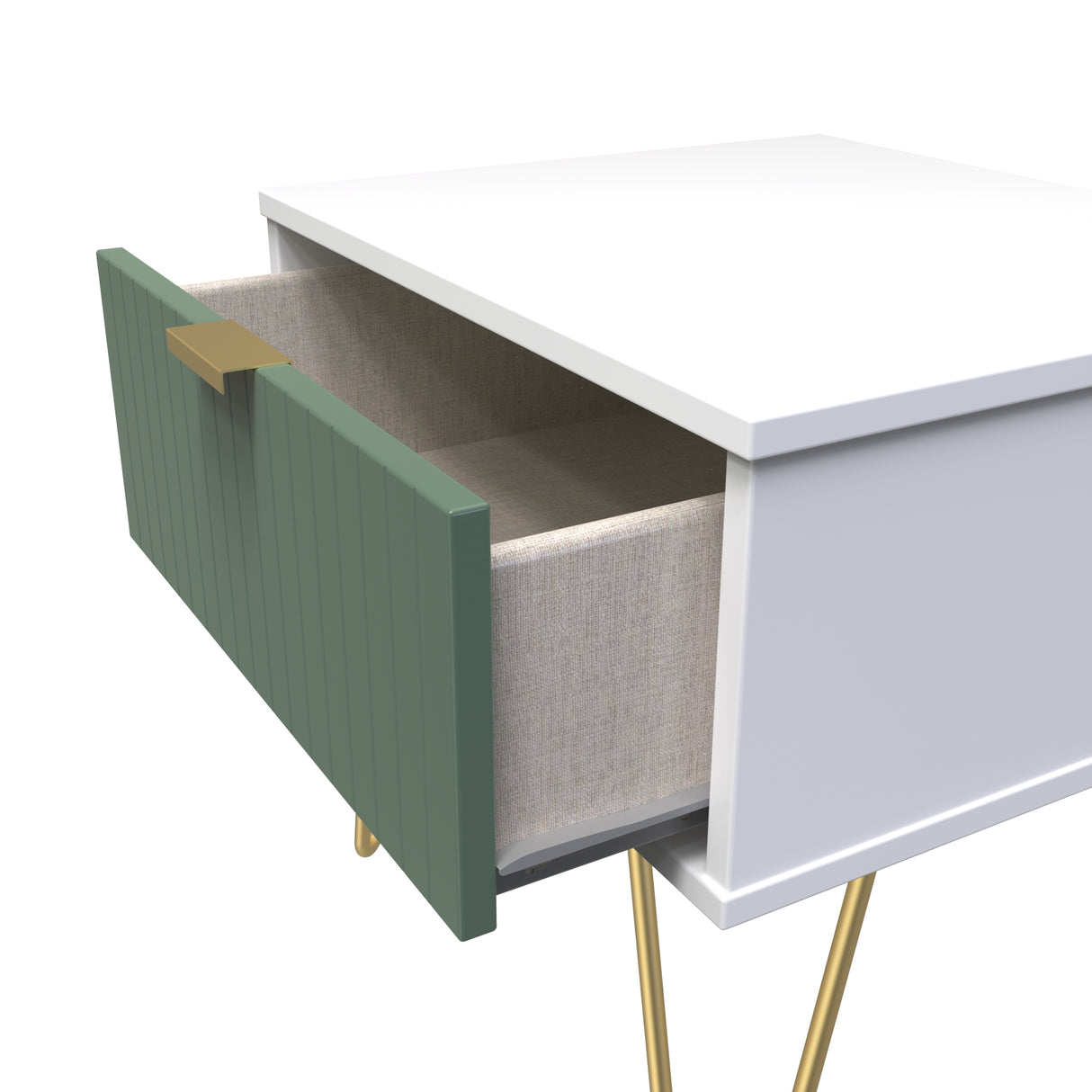 Linear 1 Drawer Bedside Cabinet with Gold Hairpin Legs