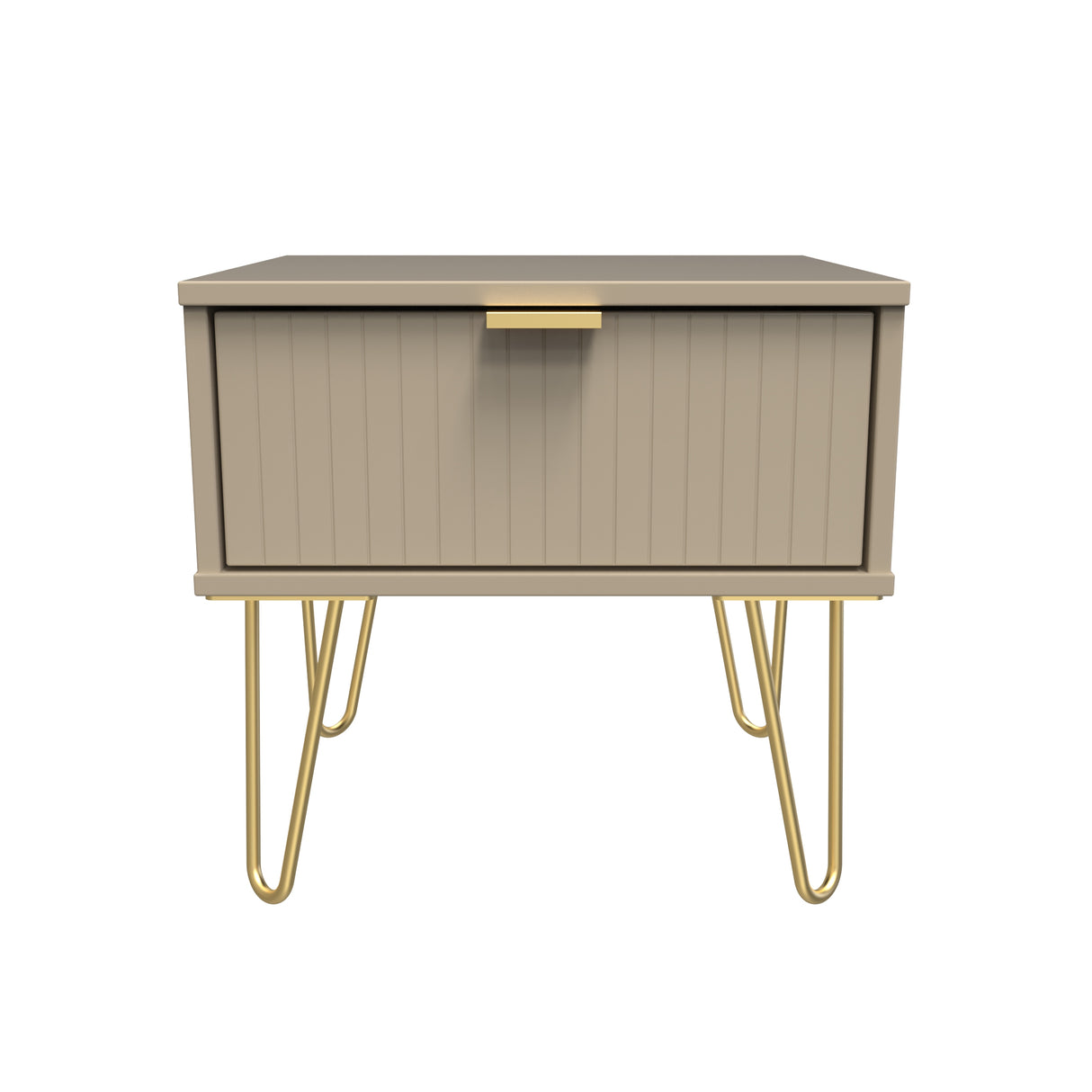 Linear 1 Drawer Bedside Cabinet with Gold Hairpin Legs