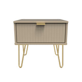 Linear 1 Drawer Bedside Cabinet with Gold Hairpin Legs