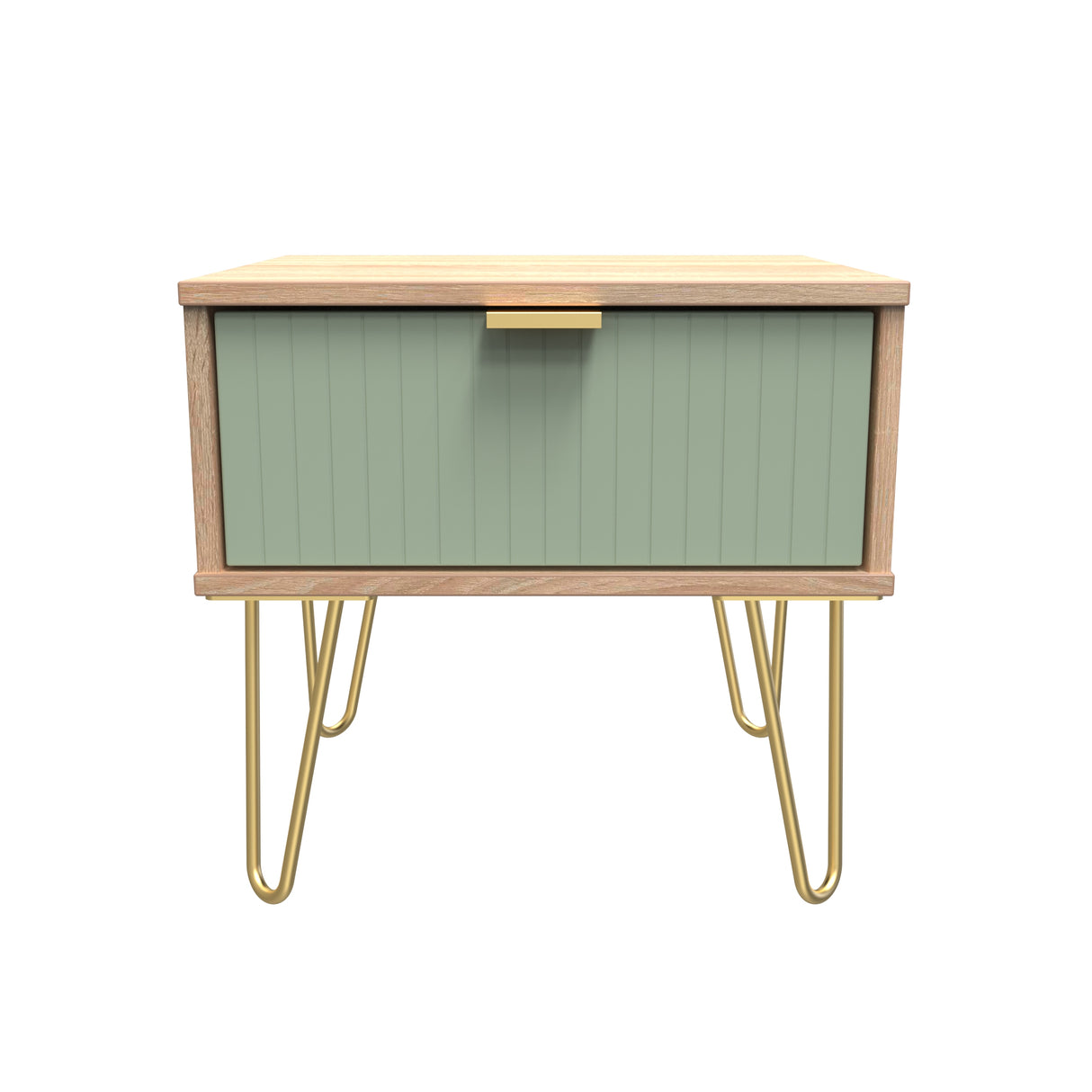 Linear 1 Drawer Bedside Cabinet with Gold Hairpin Legs