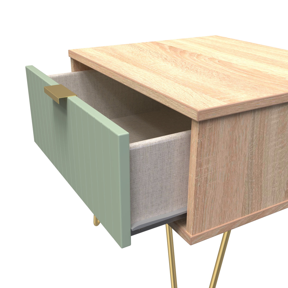 Linear 1 Drawer Bedside Cabinet with Gold Hairpin Legs