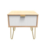 Linear 1 Drawer Bedside Cabinet with Gold Hairpin Legs