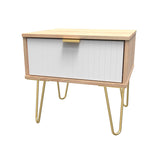 Linear 1 Drawer Bedside Cabinet with Gold Hairpin Legs