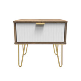 Linear 1 Drawer Bedside Cabinet with Gold Hairpin Legs