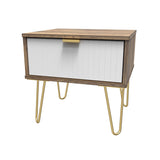 Linear 1 Drawer Bedside Cabinet with Gold Hairpin Legs