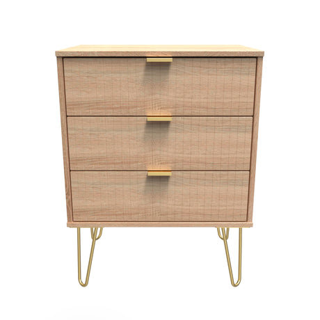 Linear 3 Drawer Midi Chest with Gold Hairpin Legs