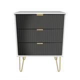 Linear 3 Drawer Midi Chest with Gold Hairpin Legs