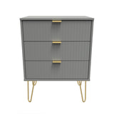 Linear 3 Drawer Midi Chest with Gold Hairpin Legs