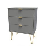 Linear 3 Drawer Midi Chest with Gold Hairpin Legs