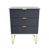 Linear 3 Drawer Midi Chest with Gold Hairpin Legs