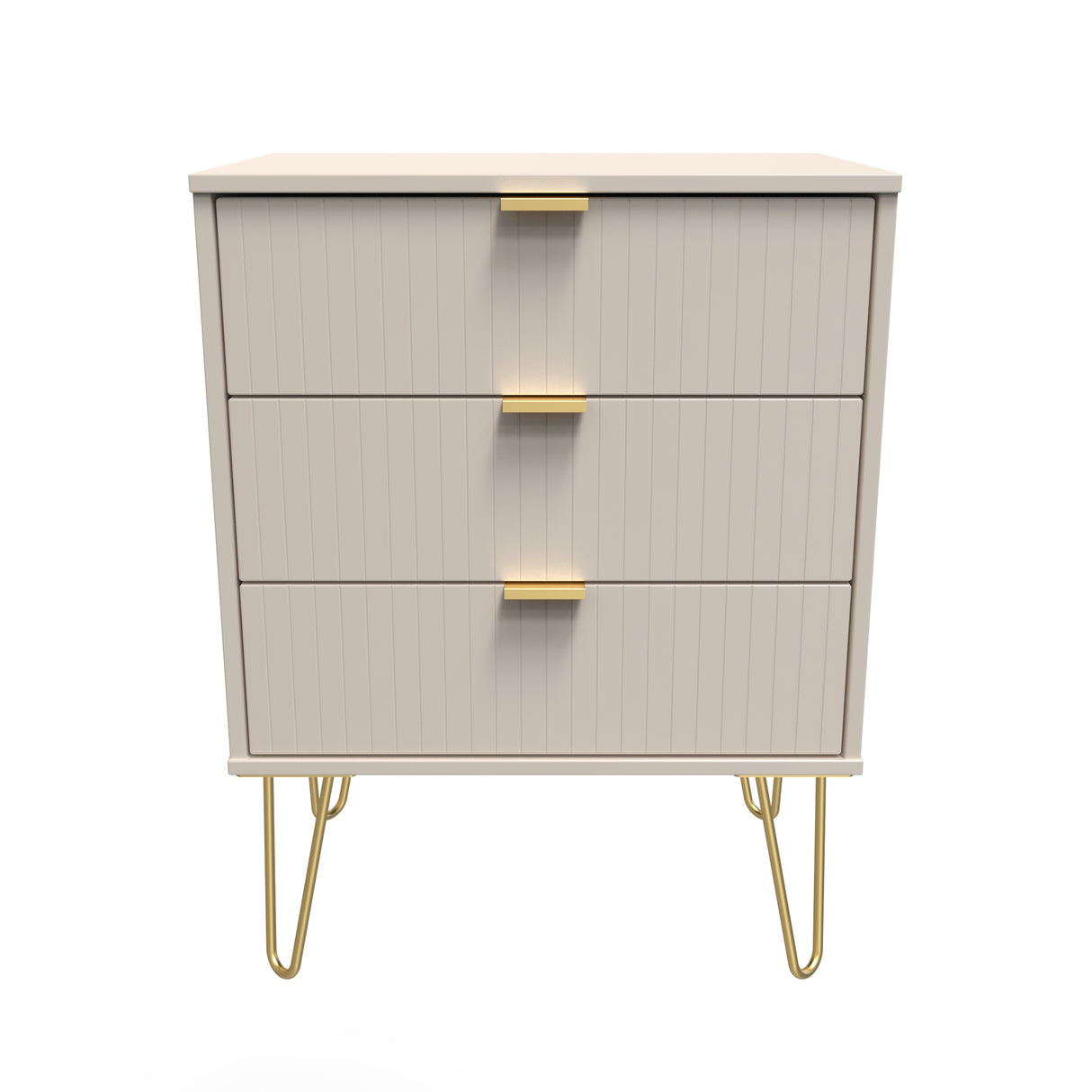 Linear 3 Drawer Midi Chest with Gold Hairpin Legs