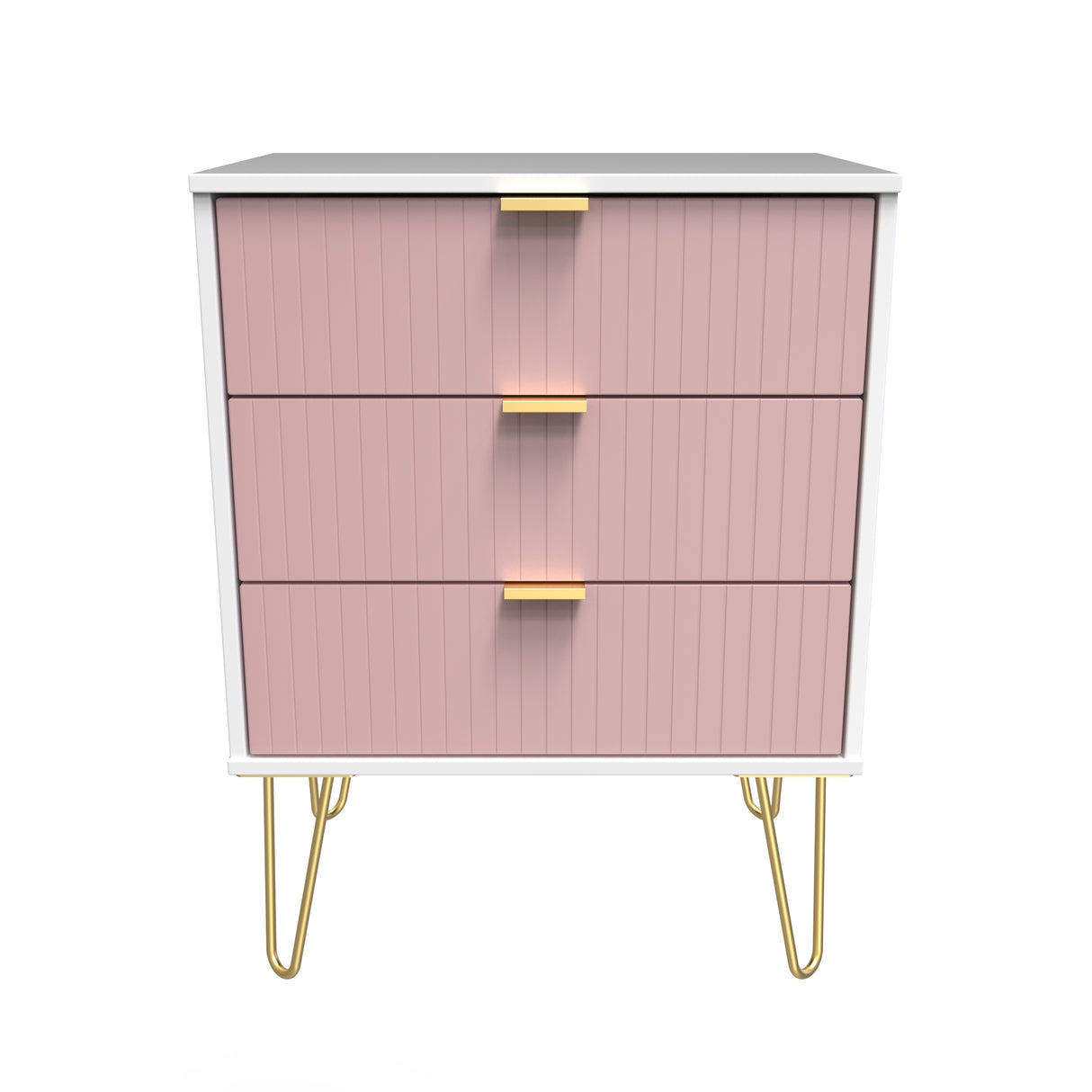 Linear 3 Drawer Midi Chest with Gold Hairpin Legs