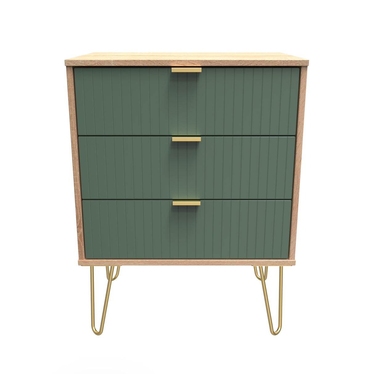 Linear 3 Drawer Midi Chest with Gold Hairpin Legs