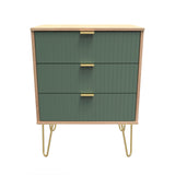 Linear 3 Drawer Midi Chest with Gold Hairpin Legs