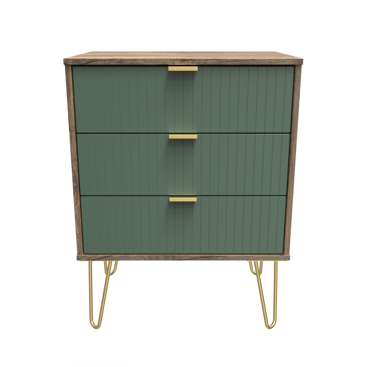 Linear 3 Drawer Midi Chest with Gold Hairpin Legs