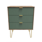 Linear 3 Drawer Midi Chest with Gold Hairpin Legs