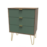 Linear 3 Drawer Midi Chest with Gold Hairpin Legs