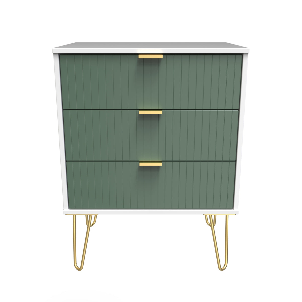 Linear 3 Drawer Midi Chest with Gold Hairpin Legs