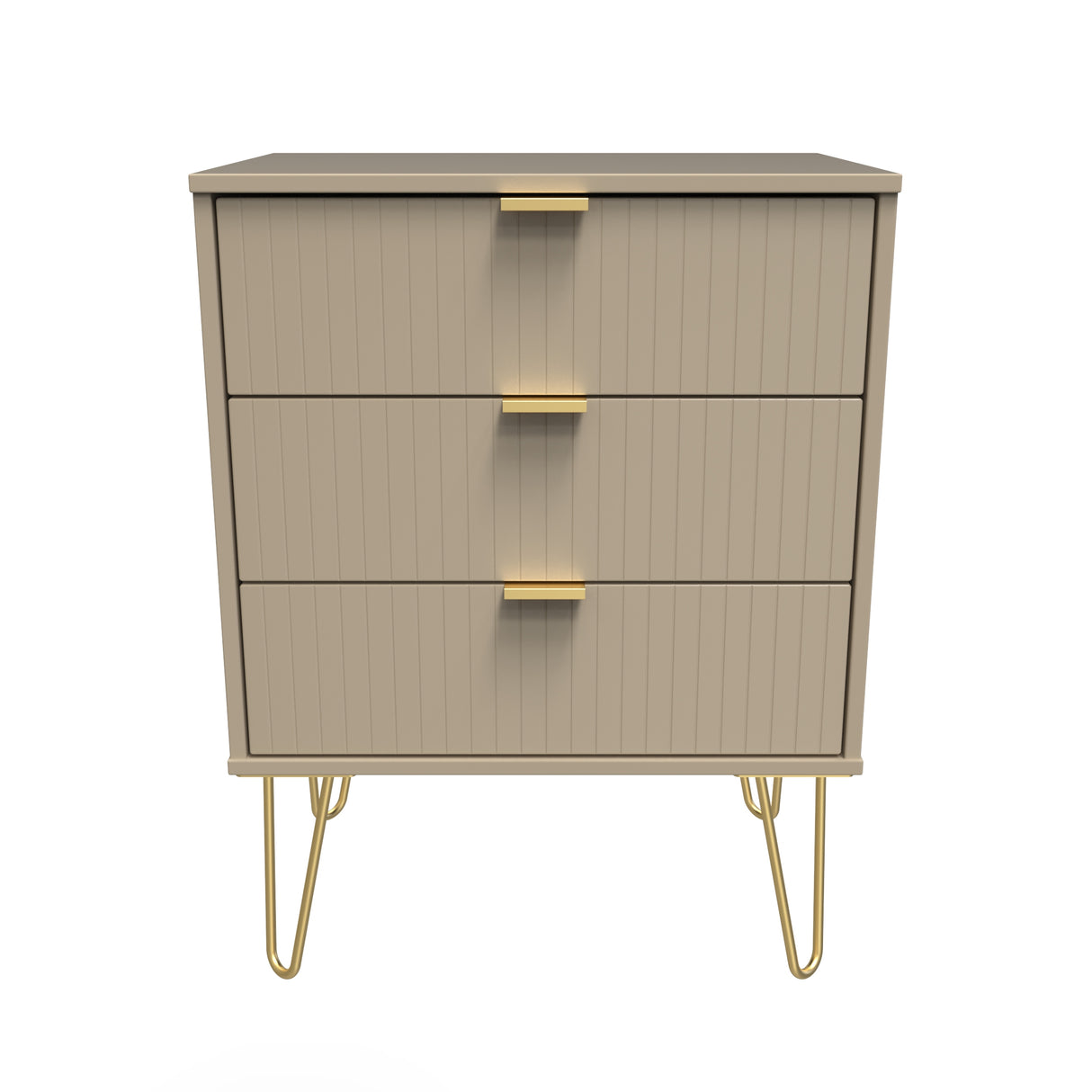 Linear 3 Drawer Midi Chest with Gold Hairpin Legs