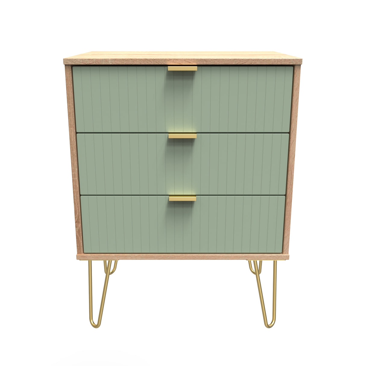 Linear 3 Drawer Midi Chest with Gold Hairpin Legs