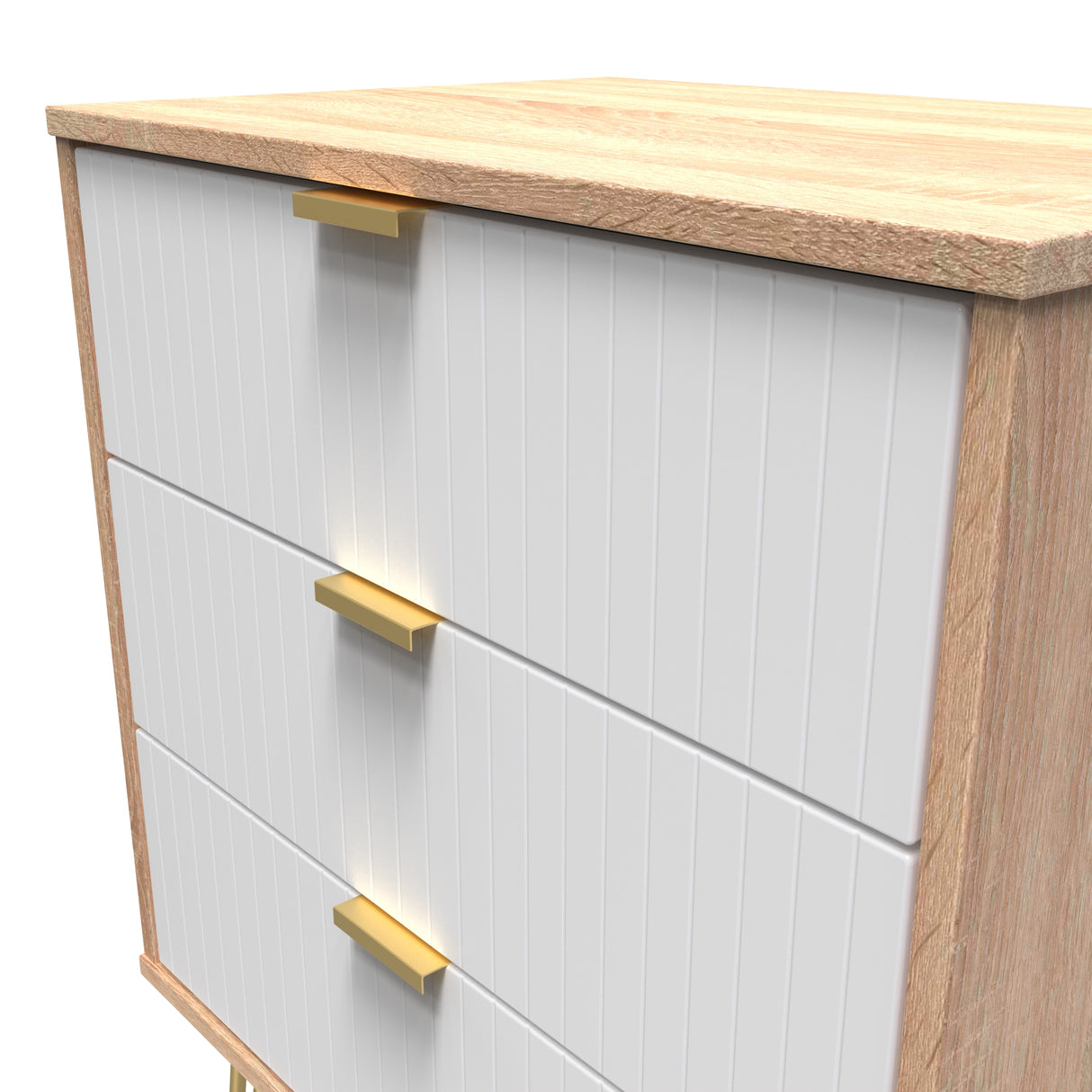 Linear 3 Drawer Midi Chest with Gold Hairpin Legs