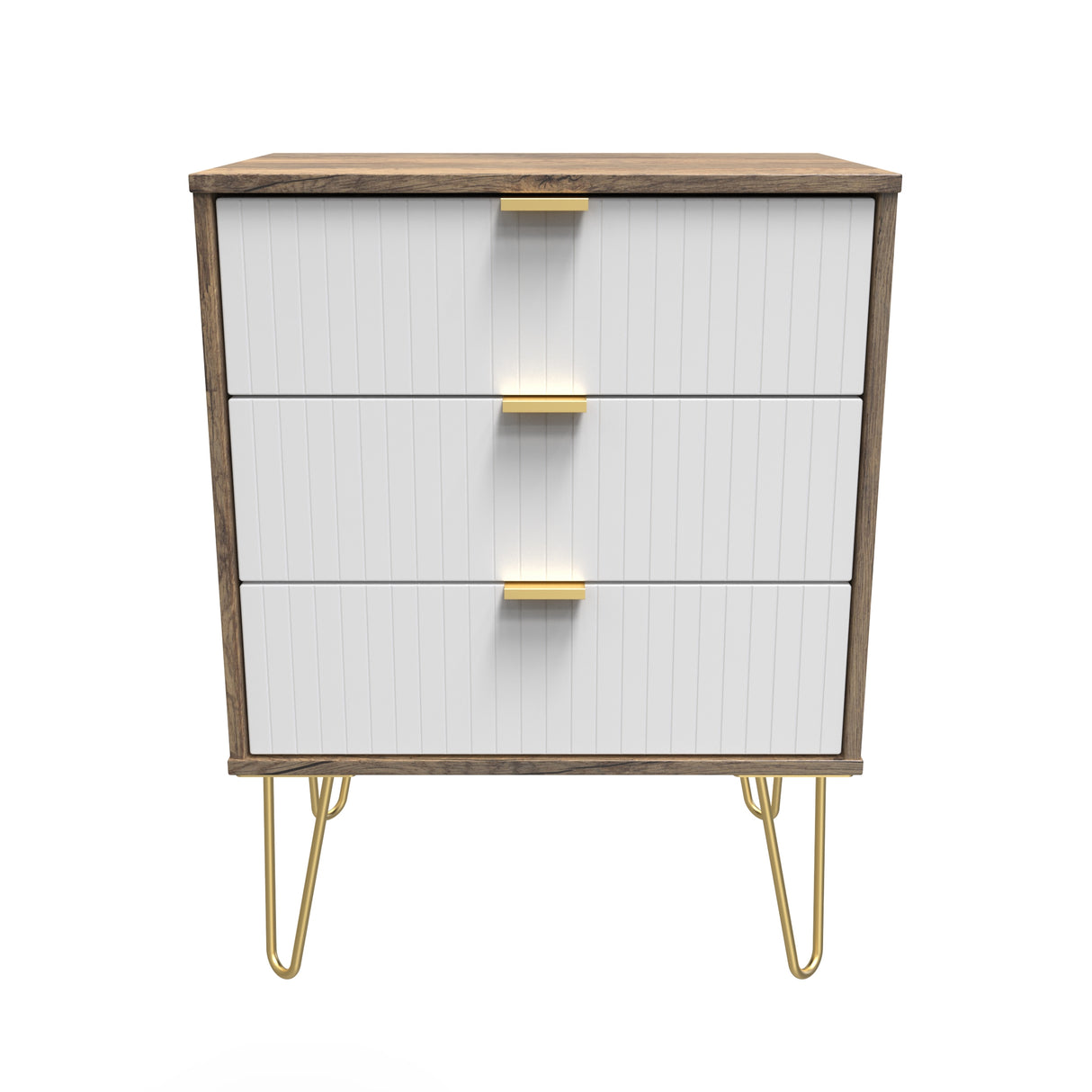 Linear 3 Drawer Midi Chest with Gold Hairpin Legs