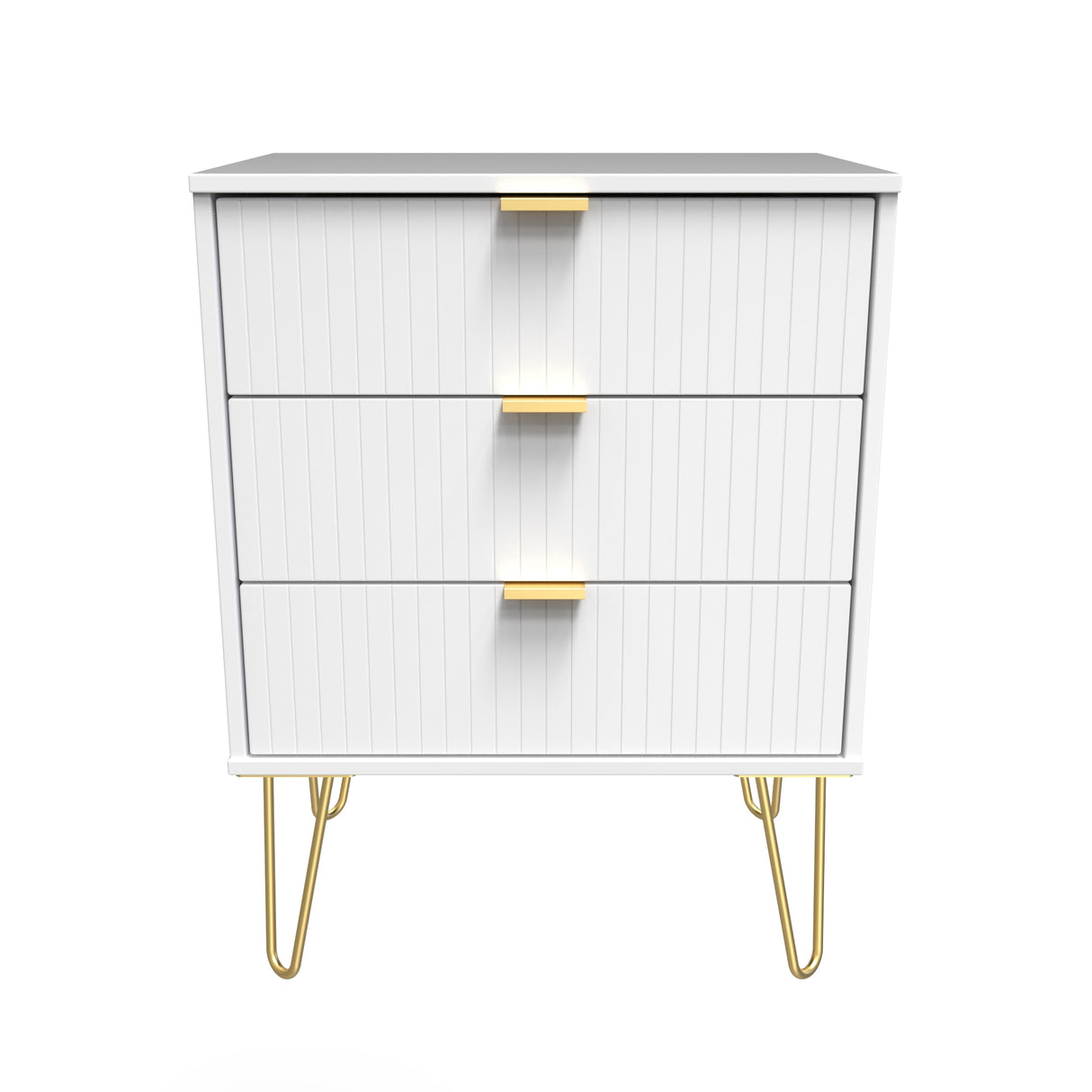 Linear 3 Drawer Midi Chest with Gold Hairpin Legs