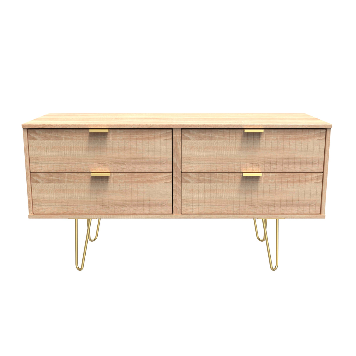 Linear 4 Drawer Bed Box with Gold Hairpin Legs