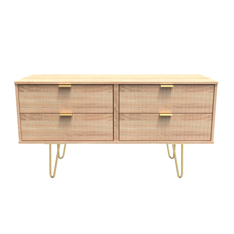 Linear 4 Drawer Bed Box with Gold Hairpin Legs