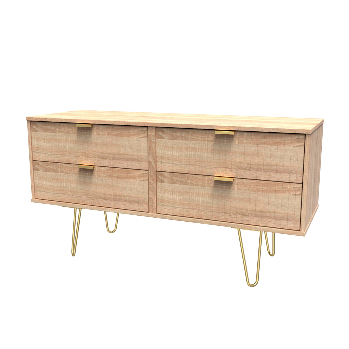 Linear 4 Drawer Bed Box with Gold Hairpin Legs