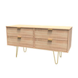 Linear 4 Drawer Bed Box with Gold Hairpin Legs