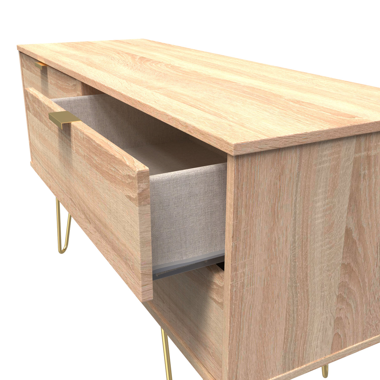 Linear 4 Drawer Bed Box with Gold Hairpin Legs