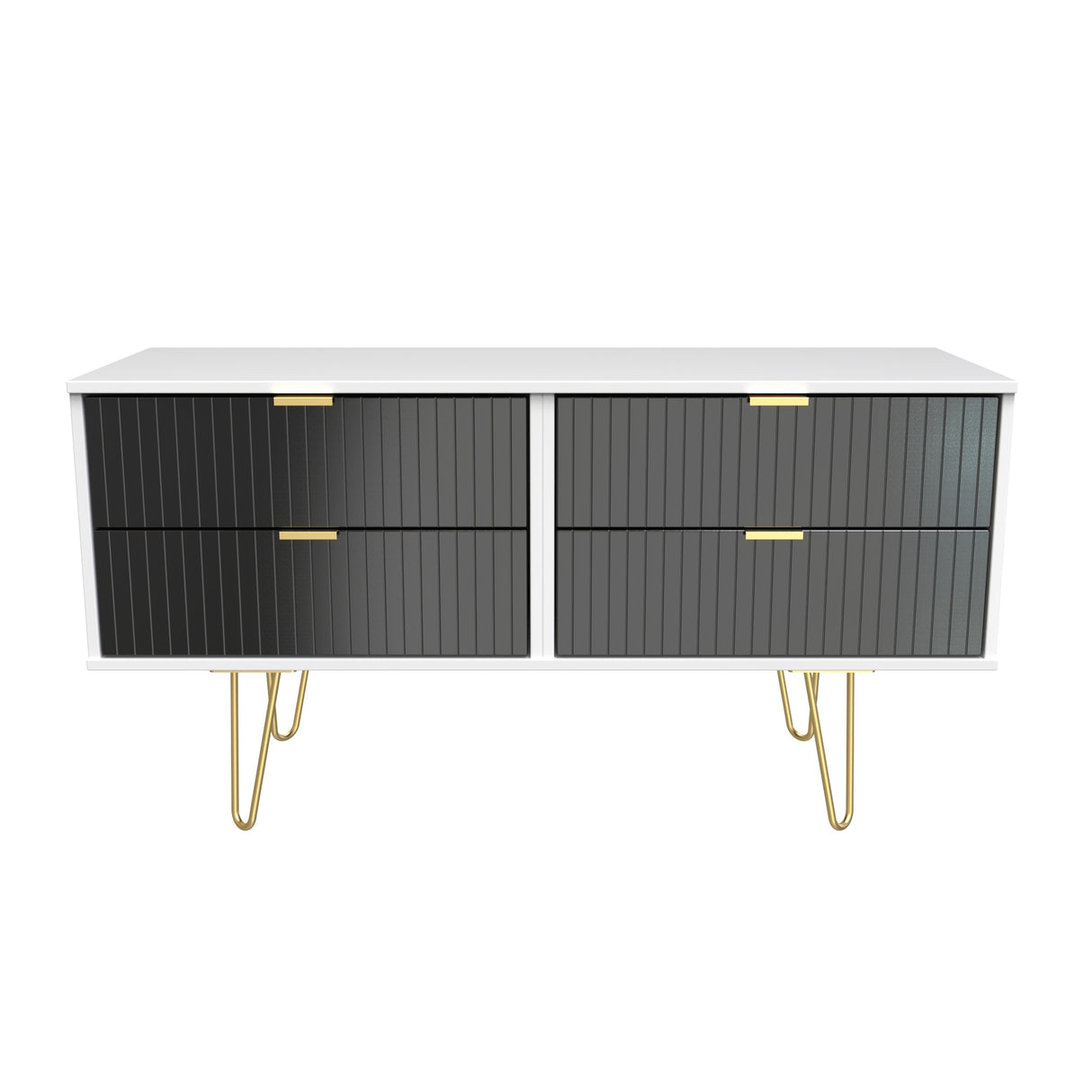 Linear 4 Drawer Bed Box with Gold Hairpin Legs