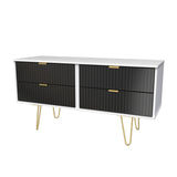 Linear 4 Drawer Bed Box with Gold Hairpin Legs