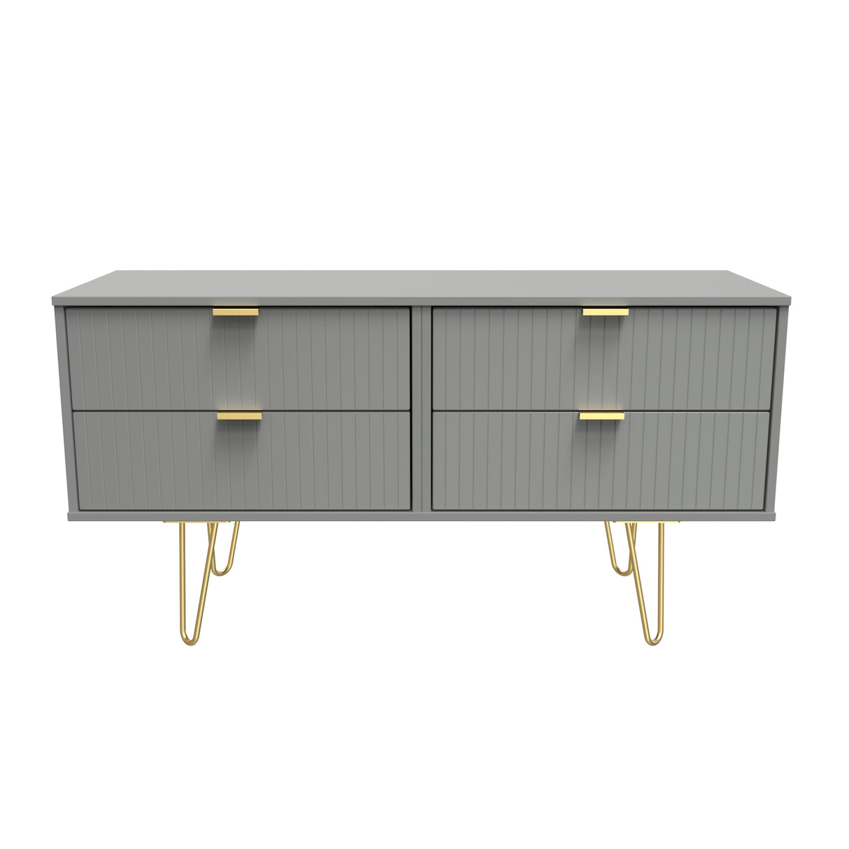 Linear 4 Drawer Bed Box with Gold Hairpin Legs