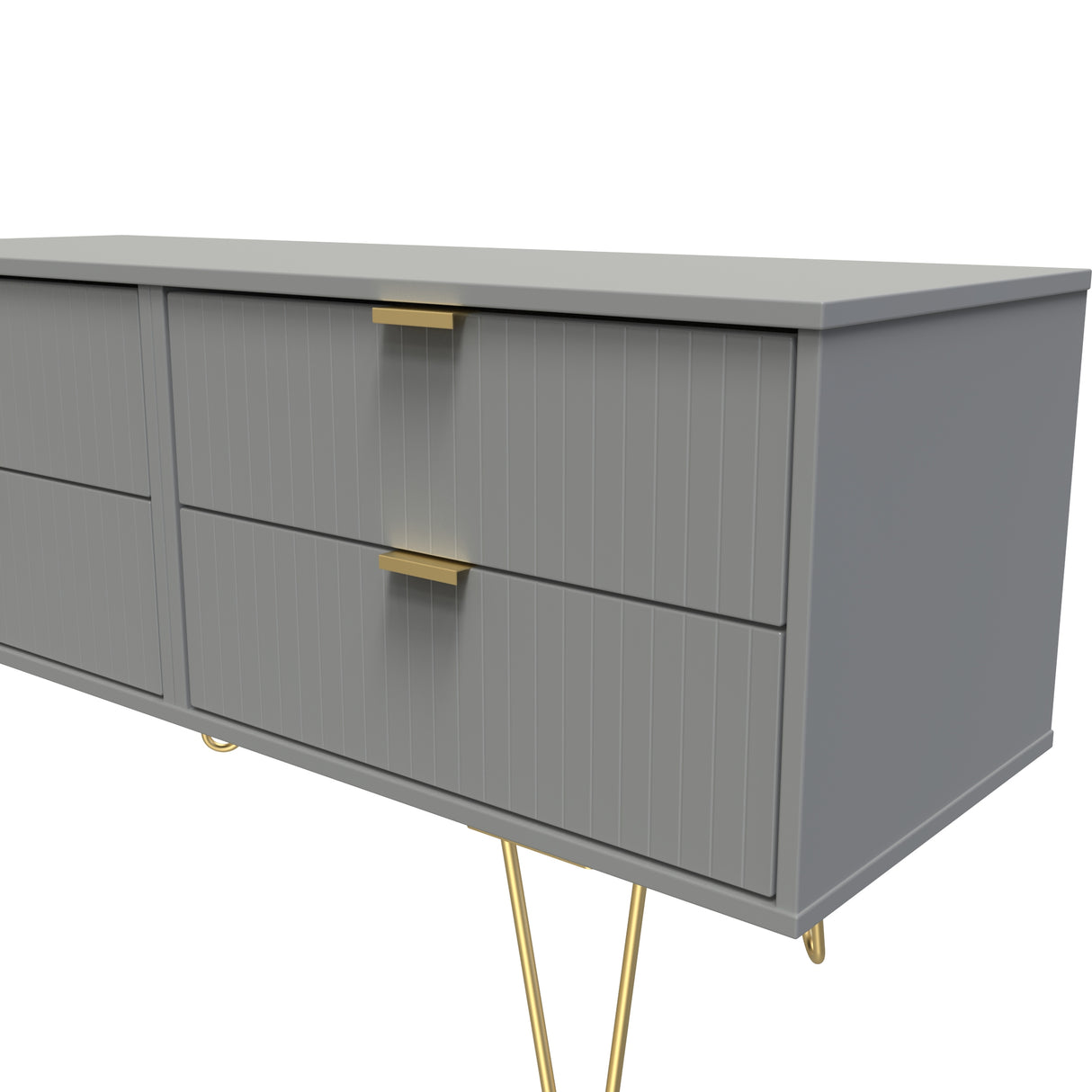 Linear 4 Drawer Bed Box with Gold Hairpin Legs