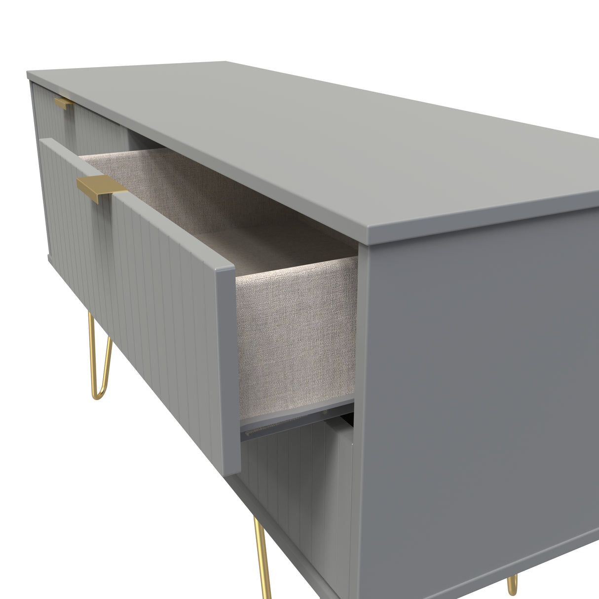 Linear 4 Drawer Bed Box with Gold Hairpin Legs