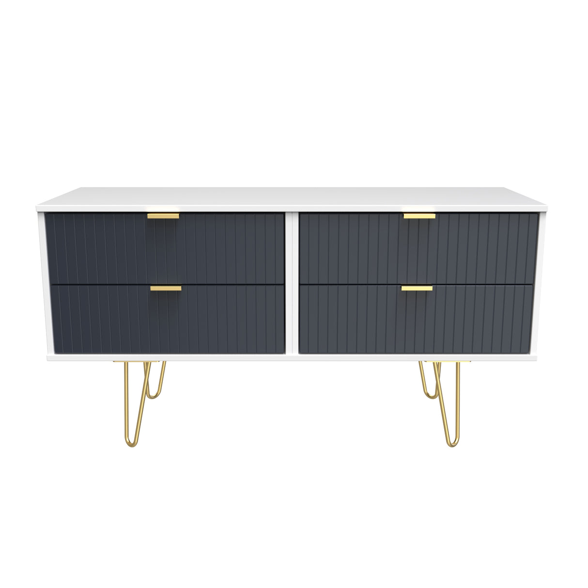 Linear 4 Drawer Bed Box with Gold Hairpin Legs