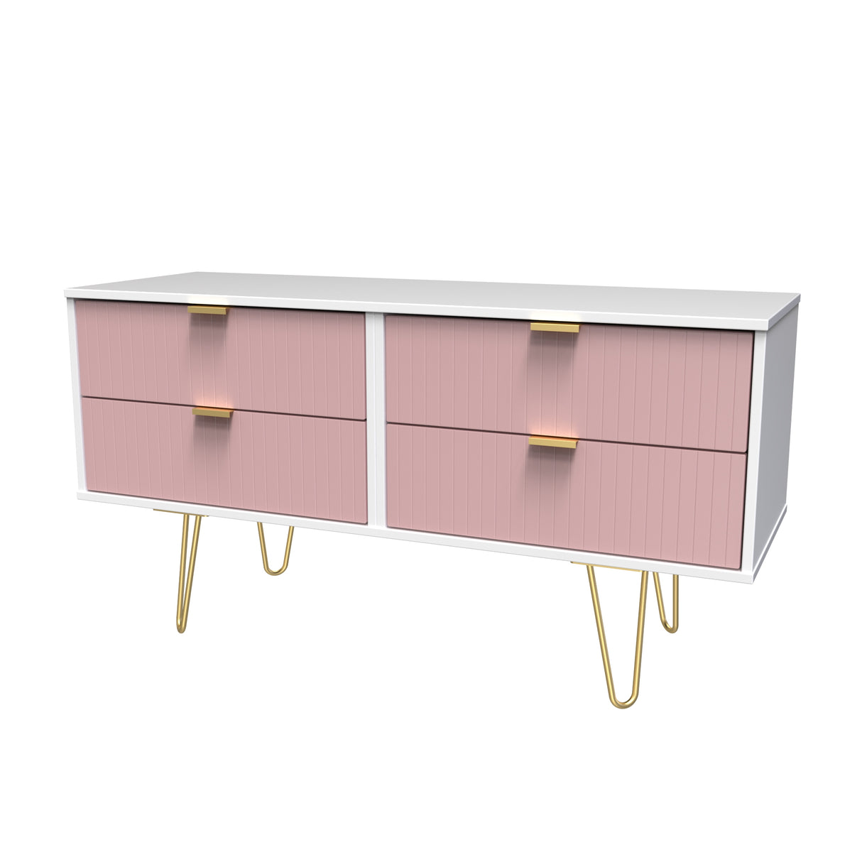 Linear 4 Drawer Bed Box with Gold Hairpin Legs