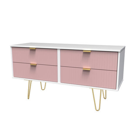 Linear 4 Drawer Bed Box with Gold Hairpin Legs