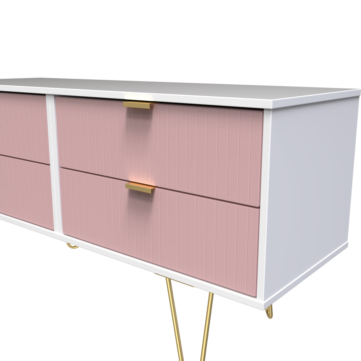 Linear 4 Drawer Bed Box with Gold Hairpin Legs