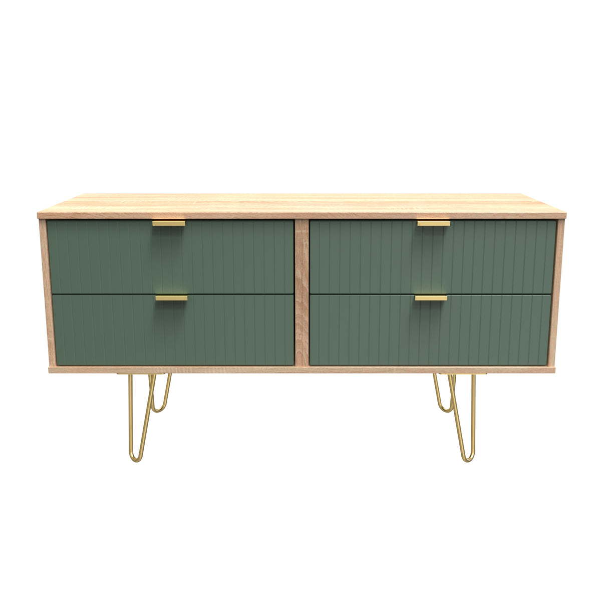 Linear 4 Drawer Bed Box with Gold Hairpin Legs